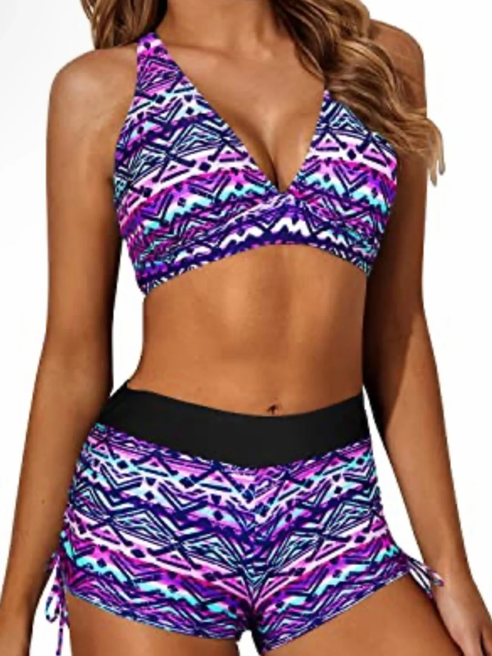 Purple Tribal Aztec Tankini Swimsuit